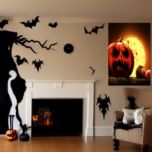 月明かりの中でカボチャ   AIアートポスター ポスター