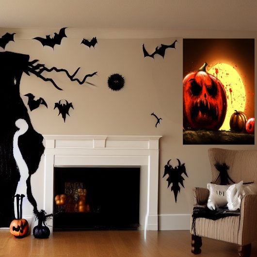 月明かりの中でカボチャ | AIアートポスター ポスター