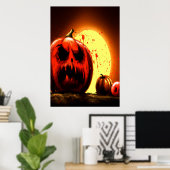 月明かりの中でカボチャ | AIアートポスター ポスター (ホームオフィス)