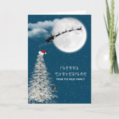 月明かりの中でサンタとトナカイをシルエット カード (正面)