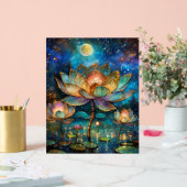 月明かりの中でステンドグラス蓮が花 アクリルサイン (ウェディング)