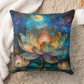 月明かりの中でステンドグラス蓮が花 クッション (ブランケット)