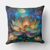 月明かりの中でステンドグラス蓮が花 クッション (裏面)