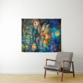 月明かりの中でステンドグラス蓮が花 タペストリー (インサイチュ(横))