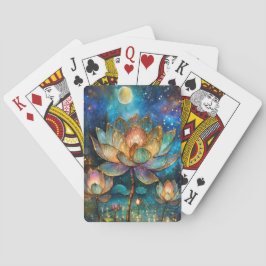 月明かりの中でステンドグラス蓮が花 トランプ