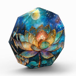 月明かりの中でステンドグラス蓮が花 フォトブロック