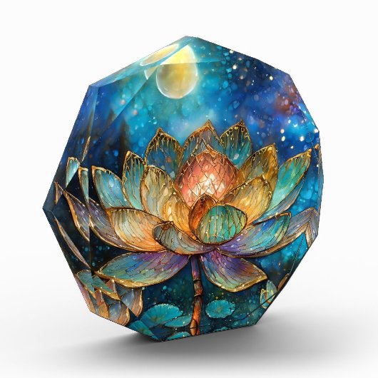 月明かりの中でステンドグラス蓮が花 フォトブロック (左)