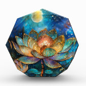 月明かりの中でステンドグラス蓮が花 フォトブロック (正面)