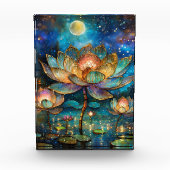 月明かりの中でステンドグラス蓮が花 フォトブロック (正面)