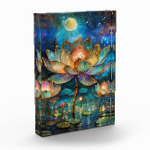 月明かりの中でステンドグラス蓮が花 フォトブロック (左)