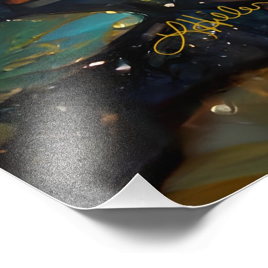 月明かりの中でステンドグラス蓮が花 フォトプリント (角)