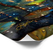 月明かりの中でステンドグラス蓮が花 ポスター (コーナー)