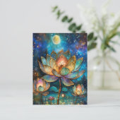 月明かりの中でステンドグラス蓮が花 ポストカード (スタンド正面)