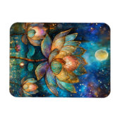 月明かりの中でステンドグラス蓮が花 マグネット (横)