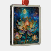 月明かりの中でステンドグラス蓮が花 メタルオーナメント (右)
