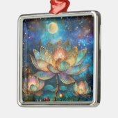 月明かりの中でステンドグラス蓮が花 メタルオーナメント (左)