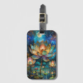 月明かりの中でステンドグラス蓮が花 ラゲッジタグ (正面縦)