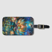 月明かりの中でステンドグラス蓮が花 ラゲッジタグ (正面横)