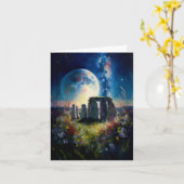 月明かりの中でストーンヘンジ カード (黄色い花)