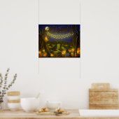 月明かりの中でハロウィーンの魔女のダンシン ポスター (キッチン)