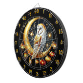 月明かりの中でブルズアイ:フクロウの立つ狙い ダーツボード (正面右)