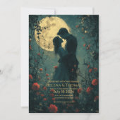 月明かりの中でロマンチックなカップル。 招待状 (正面)