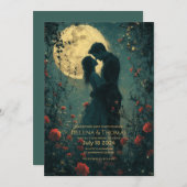 月明かりの中でロマンチックなカップル。 招待状 (正面/裏面)