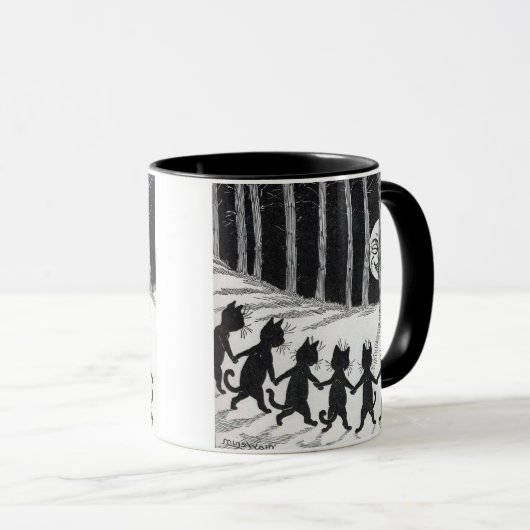 月明かりの中で手を握る黒猫・ Louis Wain マグカップ (正面右)