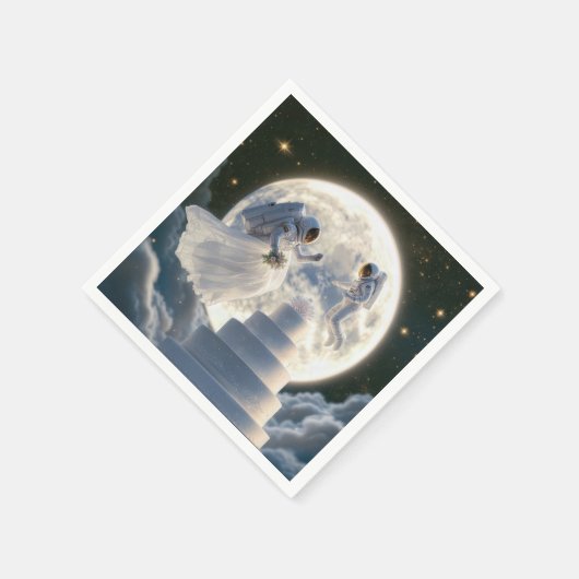 月明かりの中で新婚の宇宙飛行士 スタンダードカクテルナプキン (角)