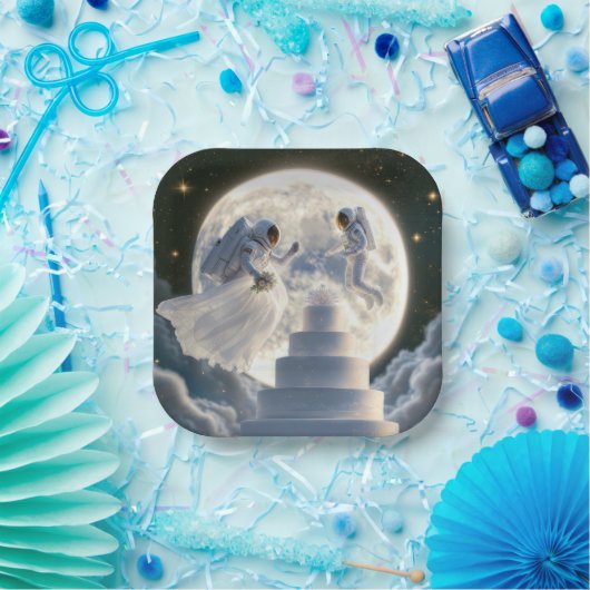 月明かりの中で新婚の宇宙飛行士 ペーパープレート (パーティー)