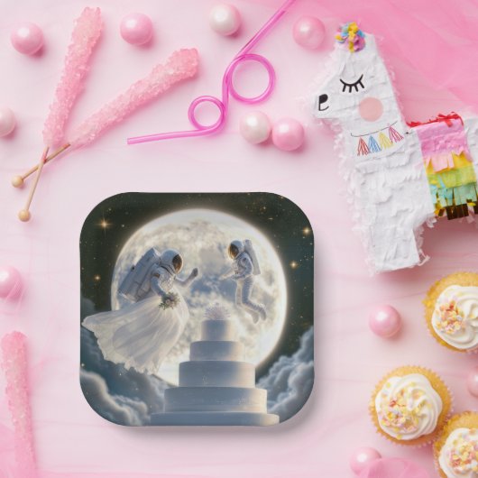 月明かりの中で新婚の宇宙飛行士 ペーパープレート (パーティー)