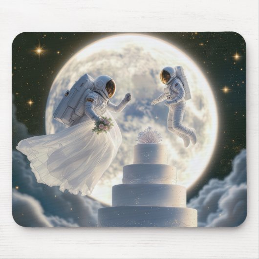 月明かりの中で新婚の宇宙飛行士 マウスパッド (正面)