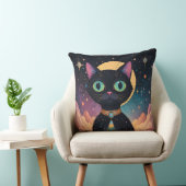 月明かりの中で暮らす原子未来的な宇宙黒猫 クッション (椅子)
