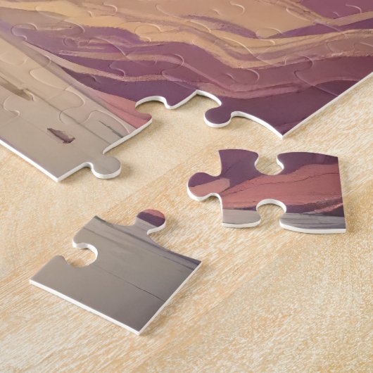 月明かりの中で暮らす原子未来的な宇宙黒猫 ジグソーパズル (側面)