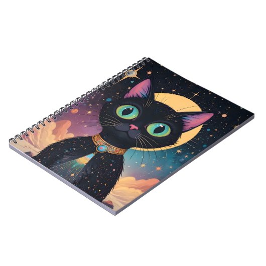月明かりの中で暮らす原子未来的な宇宙黒猫 ノートブック (左側)