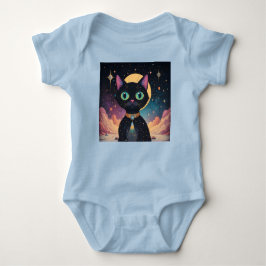 月明かりの中で暮らす原子未来的な宇宙黒猫 ベビーボディスーツ