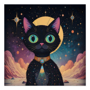 月明かりの中で暮らす原子未来的な宇宙黒猫 ポスター