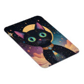 月明かりの中で暮らす原子未来的な宇宙黒猫 マグネット (右側)