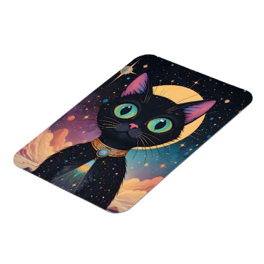 月明かりの中で暮らす原子未来的な宇宙黒猫 マグネット (左側)