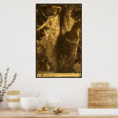 月明かりの中で木のそばに立つドライアドの幽霊のよく出る少女 ポスター (キッチン)