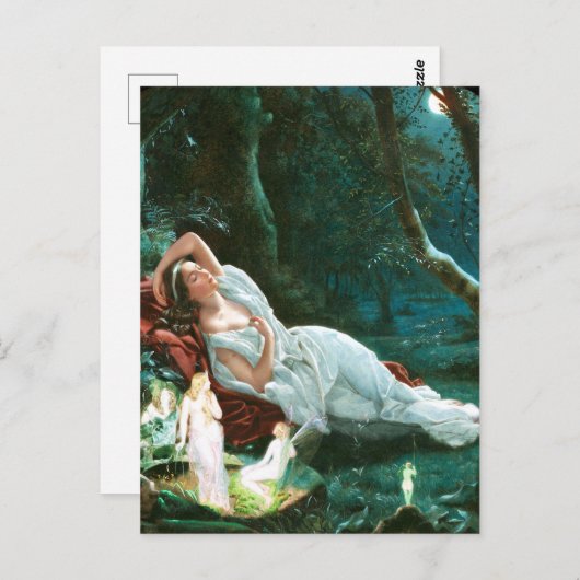月明かりの中で眠るティターニア – シモンズ・アート ポストカード (正面/裏面)