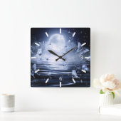 月明かりの中で美しい幻想的な蝶 スクエア壁時計 (ホーム)