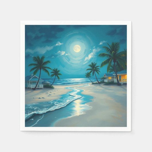 月明かりの中で過ごす スタンダードカクテルナプキン (正面)