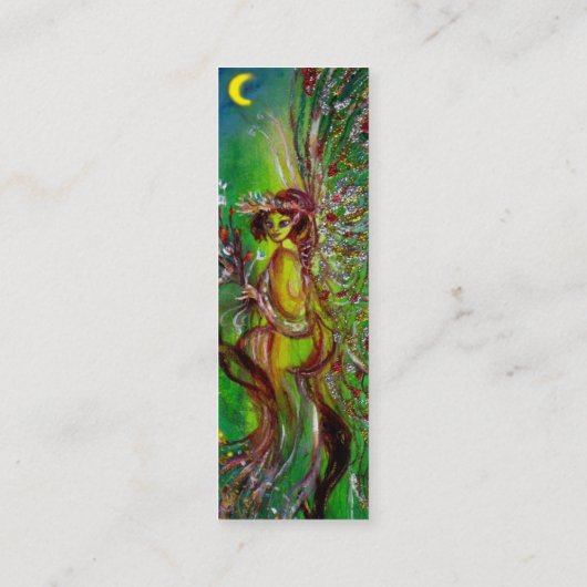 月明かりの中で金ゴールドフローラが輝く緑の妖精 スキニー名刺 (裏面)