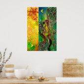 月明かりの中で金ゴールドフローラが輝く緑の妖精 ポスター (キッチン)