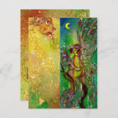 月明かりの中で金ゴールドフローラが輝く緑の妖精 ポストカード (正面/裏面)