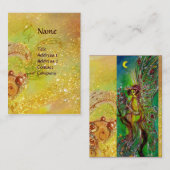 月明かりの中で金ゴールドフローラが輝く緑の妖精 名刺 (正面/裏面)