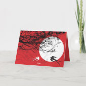 月明かりの中に枝のある二つの東洋のツバメ カード (裏面)
