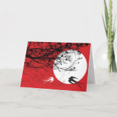 月明かりの中に枝のある二つの東洋のツバメ カード (正面)