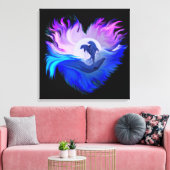 月明かりの中のイルカ キャンバスプリント (インサイチュ (リビング))